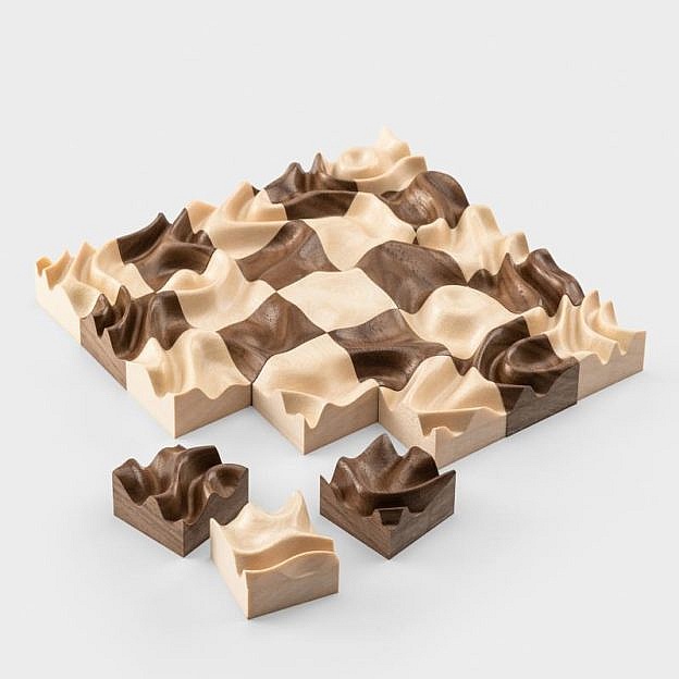 3-D-Holzpuzzle Chess, Ahorn/Walnuss