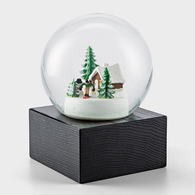 Schneekugel Waldhütte Glas, Esche