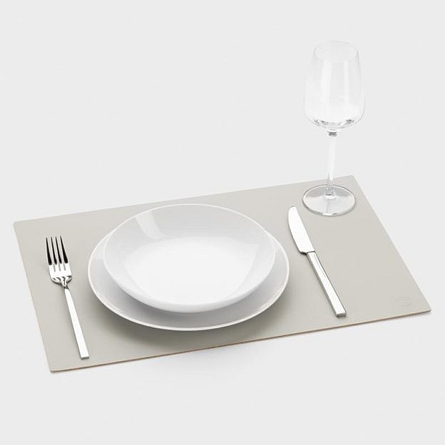 Tischset Recyclingleder Square, 2er-Set, grau